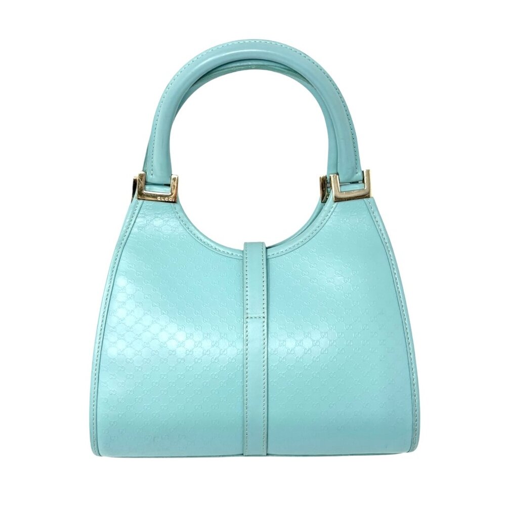 GUCCI Vintage Micro GG Monogram Logo Jackie Mini Tote Bag Mint Blue [105560] - Picture 6 of 14